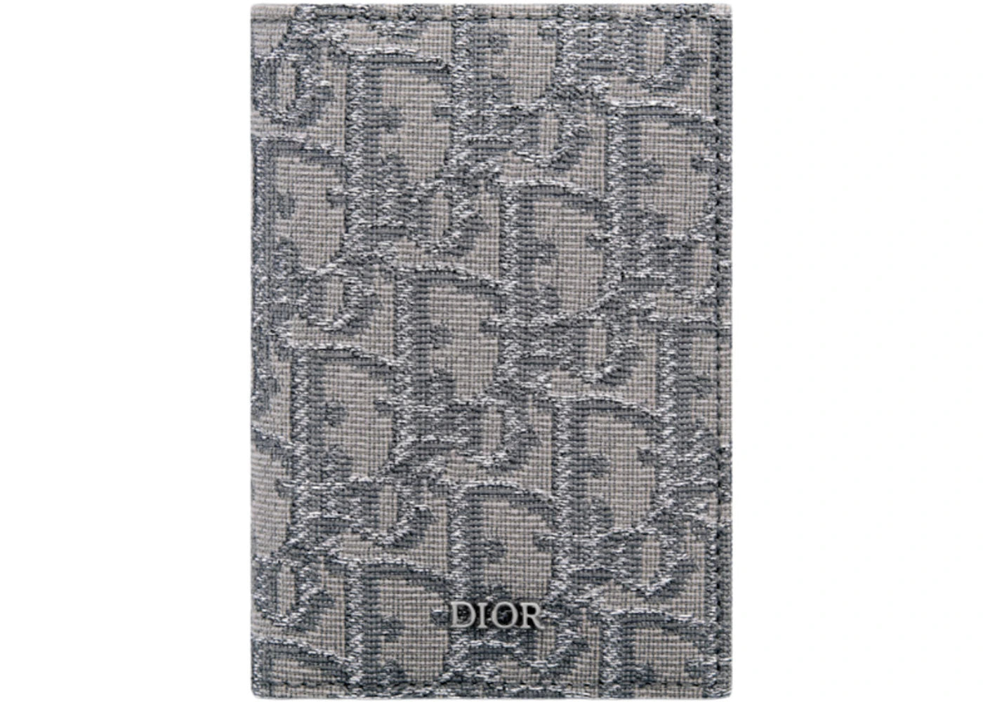 Dior Two-Fold Card Holder Dior Oblique Jacquard Ruthenium/Gray