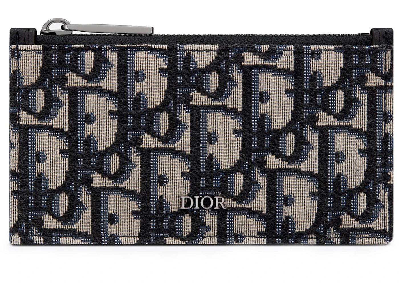 Dior Zipped Card Holder Oblique Jacquard Beige/Black