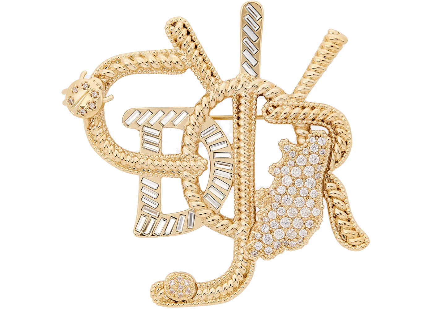 Dior x CACTUS JACK Brooch Gold/White