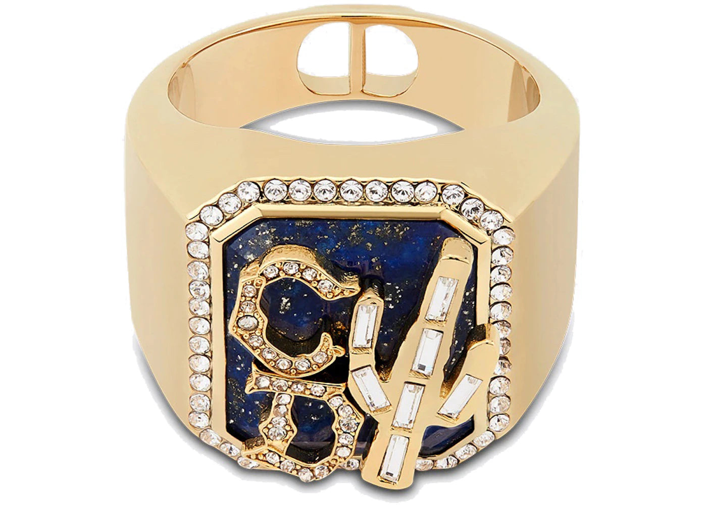 Dior x CACTUS JACK Signet Ring Gold/White/Lapis