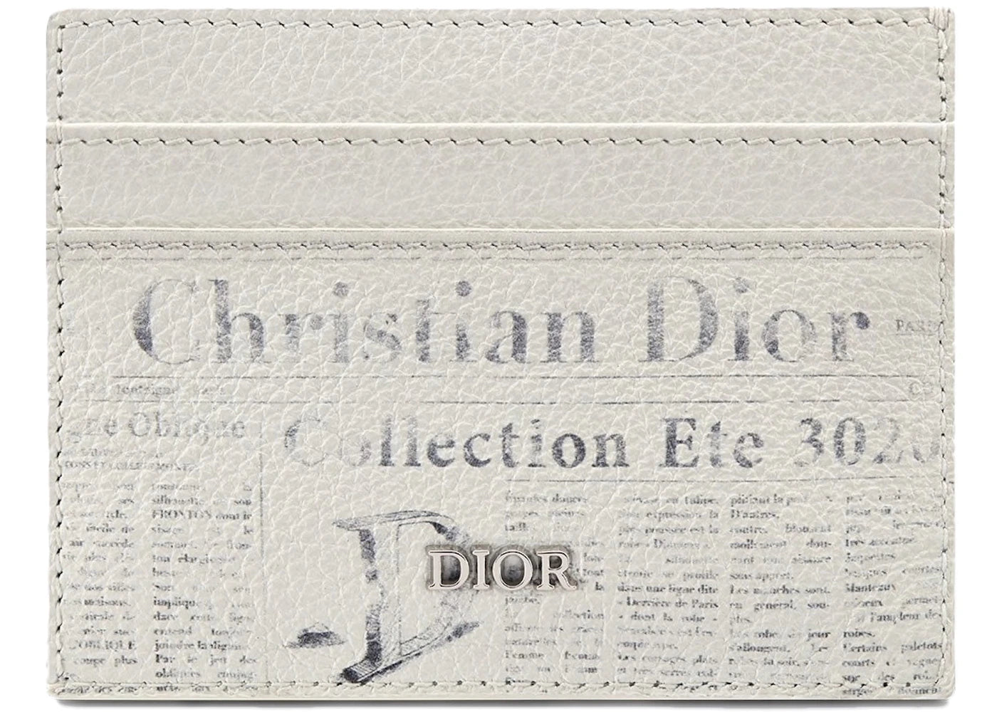 Dior x Daniel Arsham Card Holder Newspaper Print Grained Calfskin White