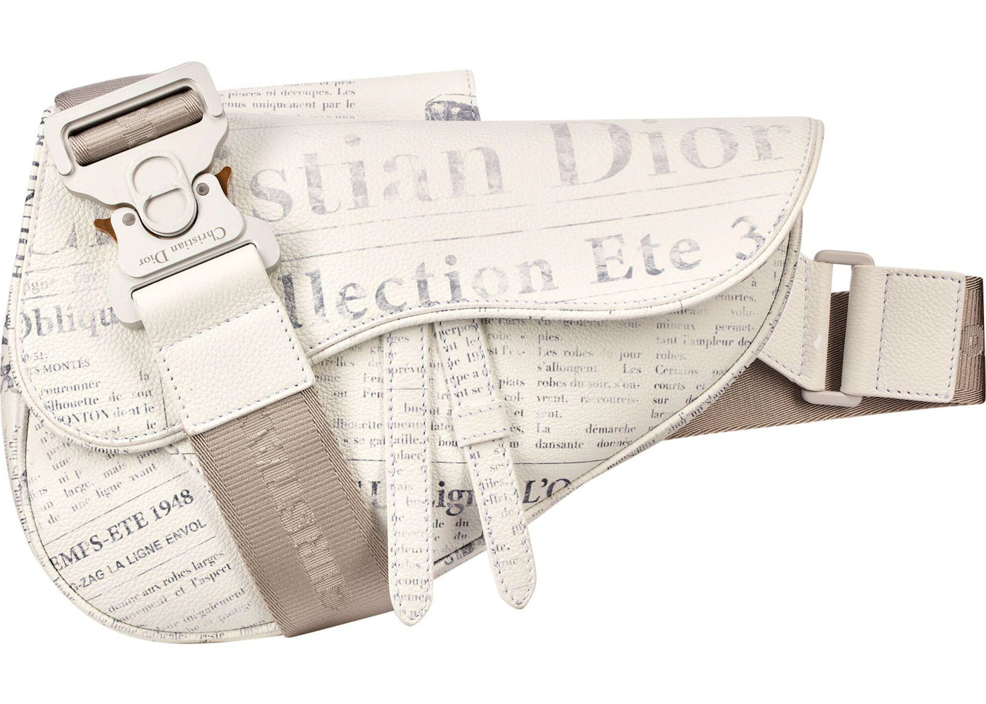 Dior x Daniel Arsham Saddle Bag Newspaper Print Calfskin White