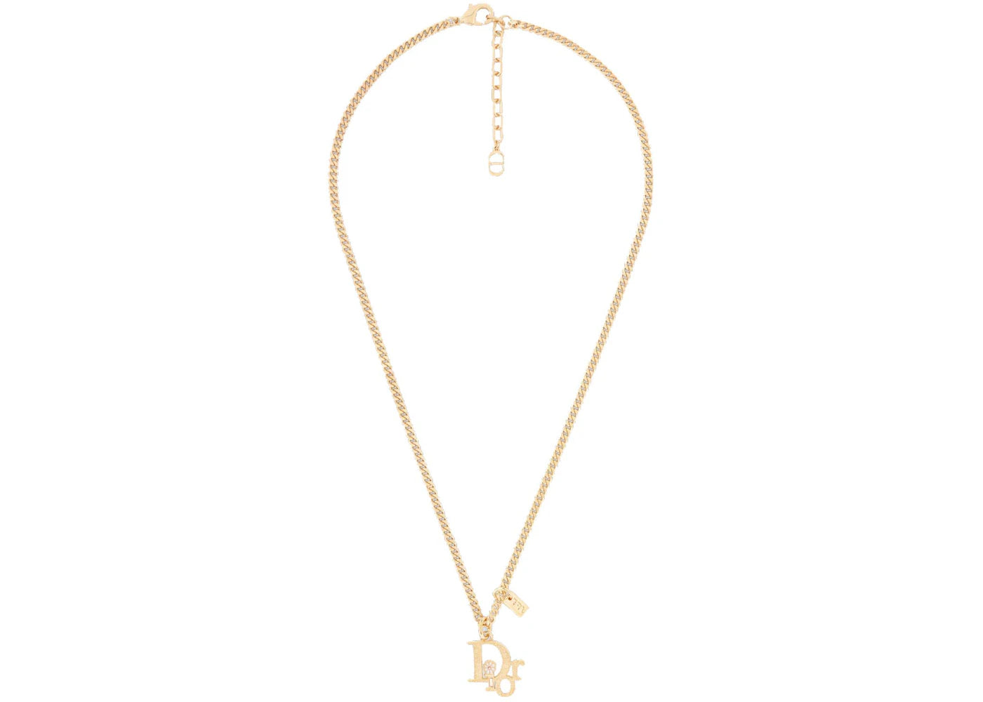 Dior x ERL Pendant Necklace Gold-Finish Brass with White Enamel and White Crystals