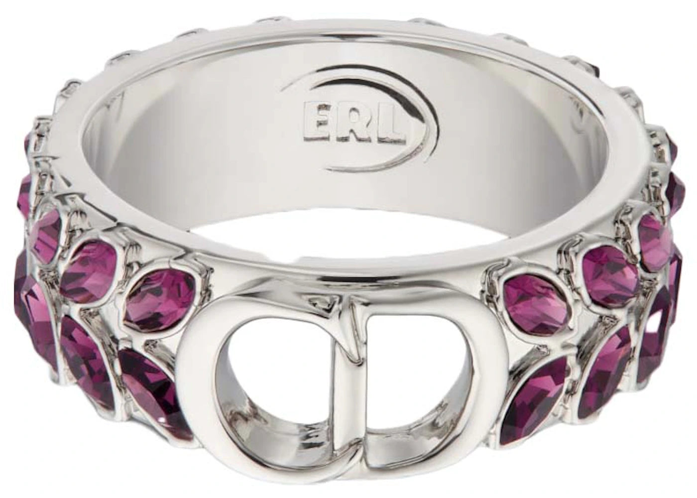 Dior x ERL Ring Silver-Finish Brass and Purple Crystals