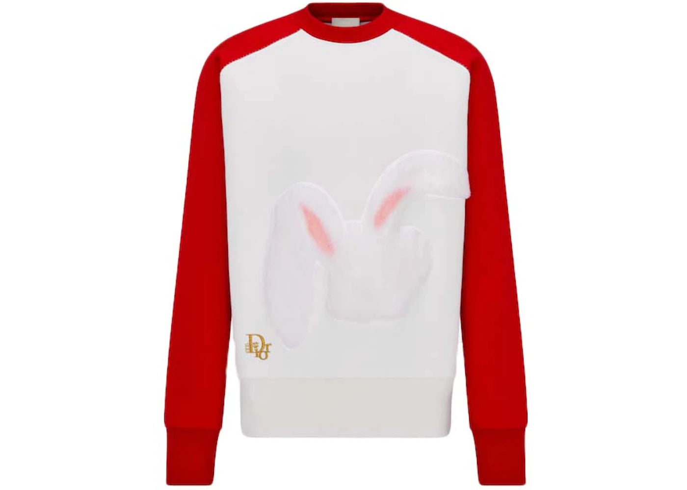 Dior x ERL Sweatshirt White and Red Cotton Fleece