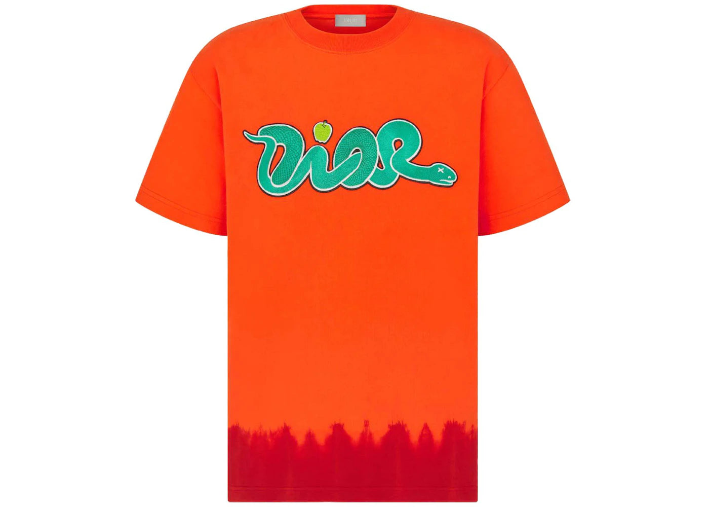 Dior x KAWS Relaxed Fit T-shirt Orange and Red Cotton Jersey
