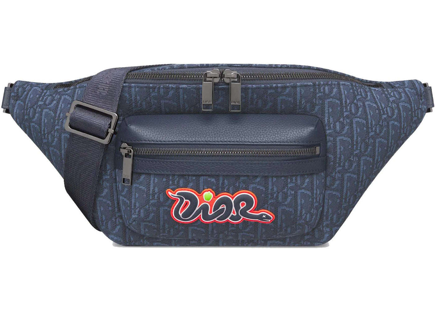 Dior x KAWS Rider 2.0 Belt Bag Navy Blue Dior Oblique Jacquard and Navy Blue Grained Calfskin