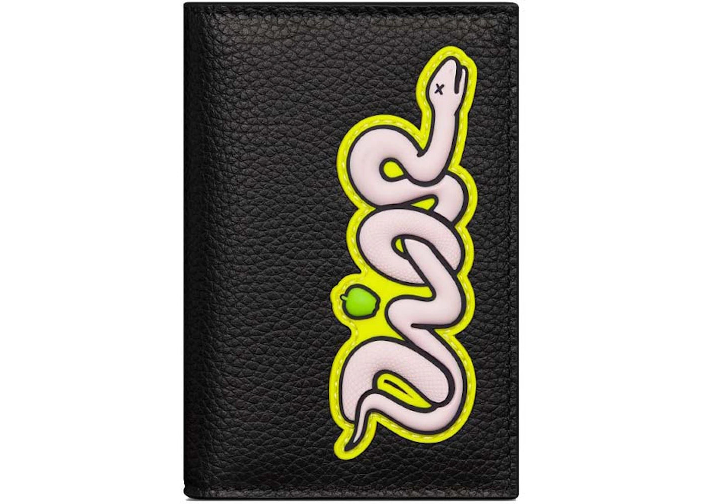 Dior x KAWS Vertical Bifold Card Holder Black Grained Calfskin