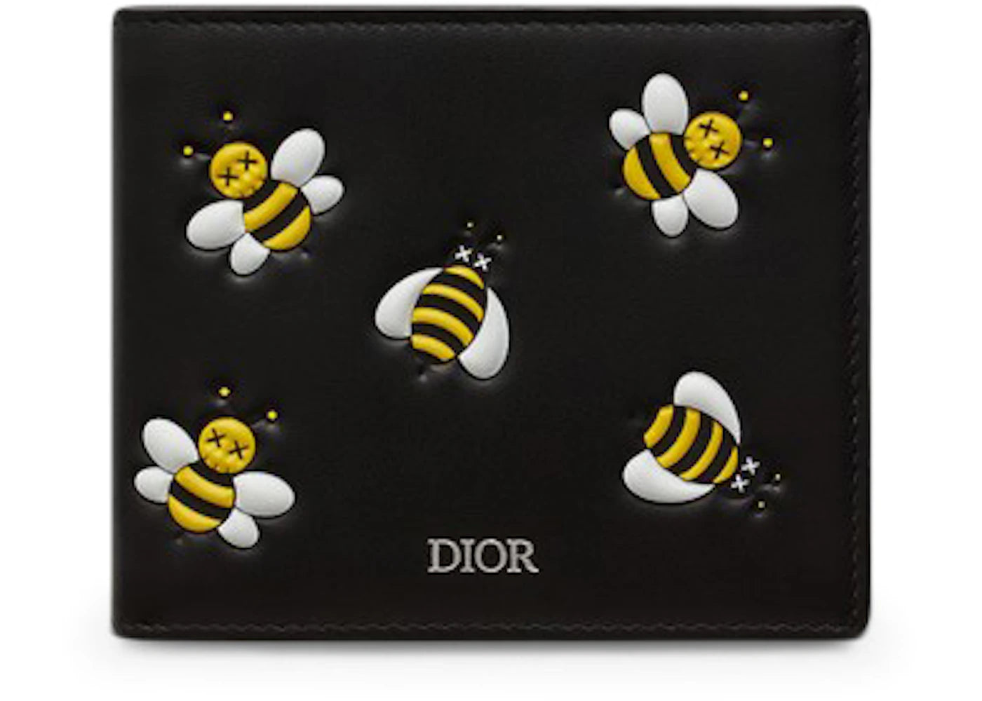 Dior x Kaws Bifold Wallet Yellow Bees Black