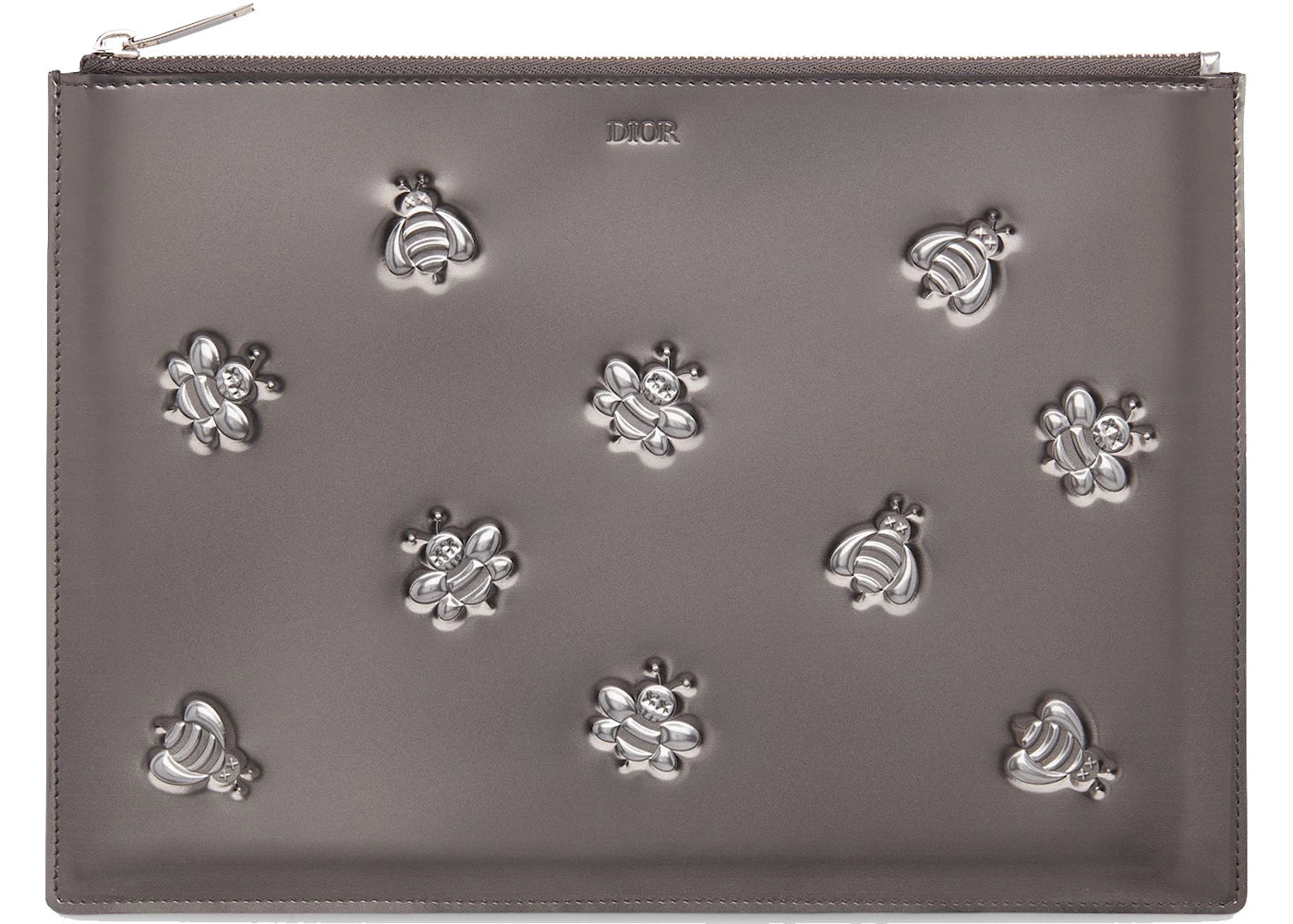 Dior x Kaws Pouch Calfskin Bee Print Silver