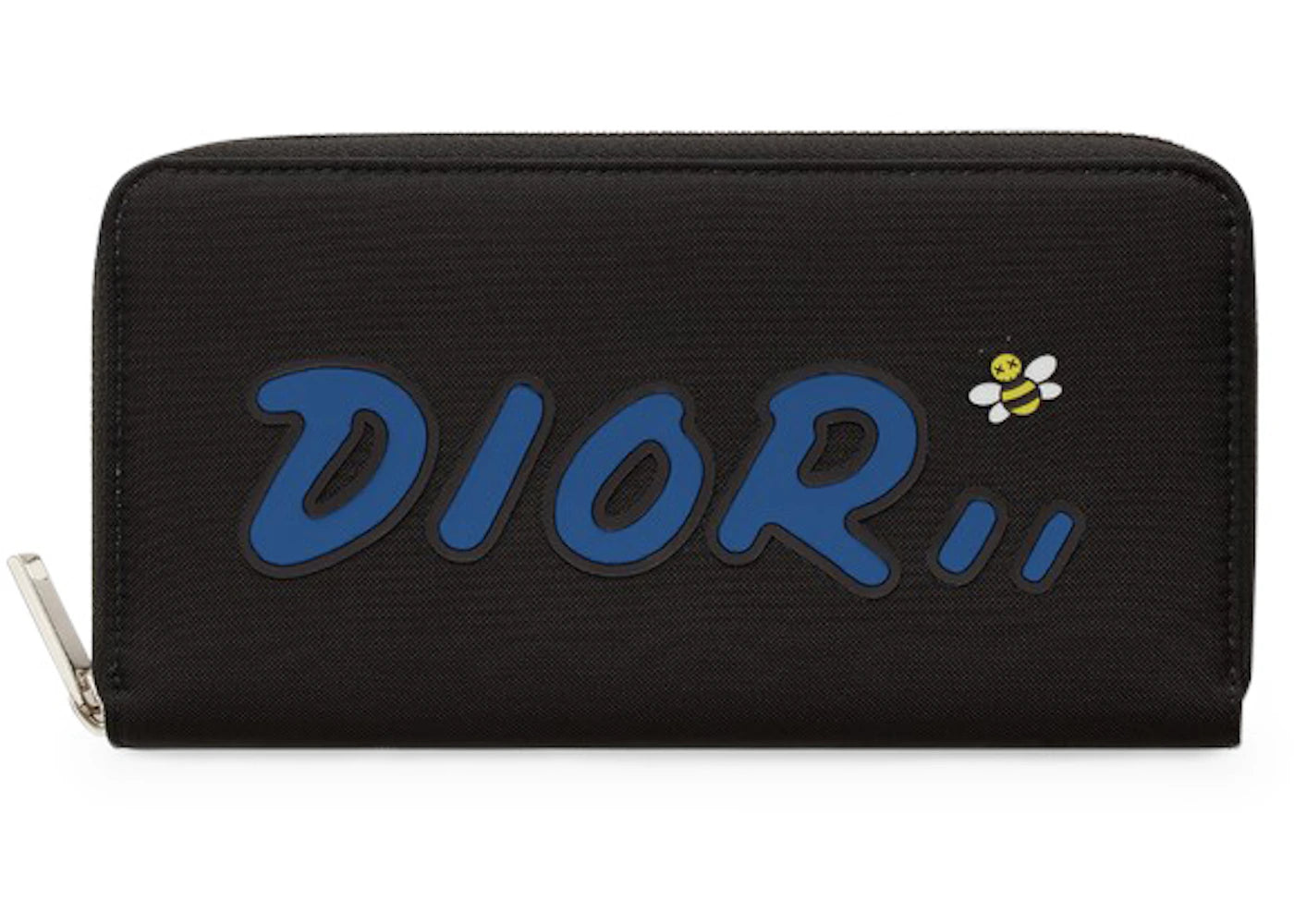 Dior x Kaws Zippered Wallet Blue Logo Nylon Black