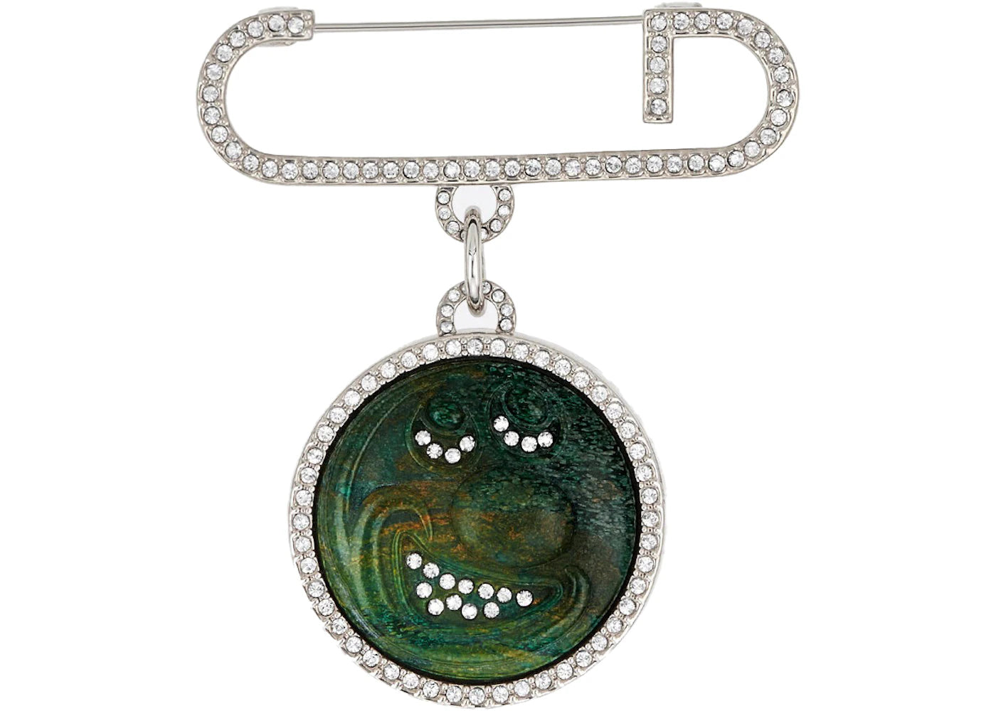 Dior x Kenny Scharf Brooch Jade Stone Silver