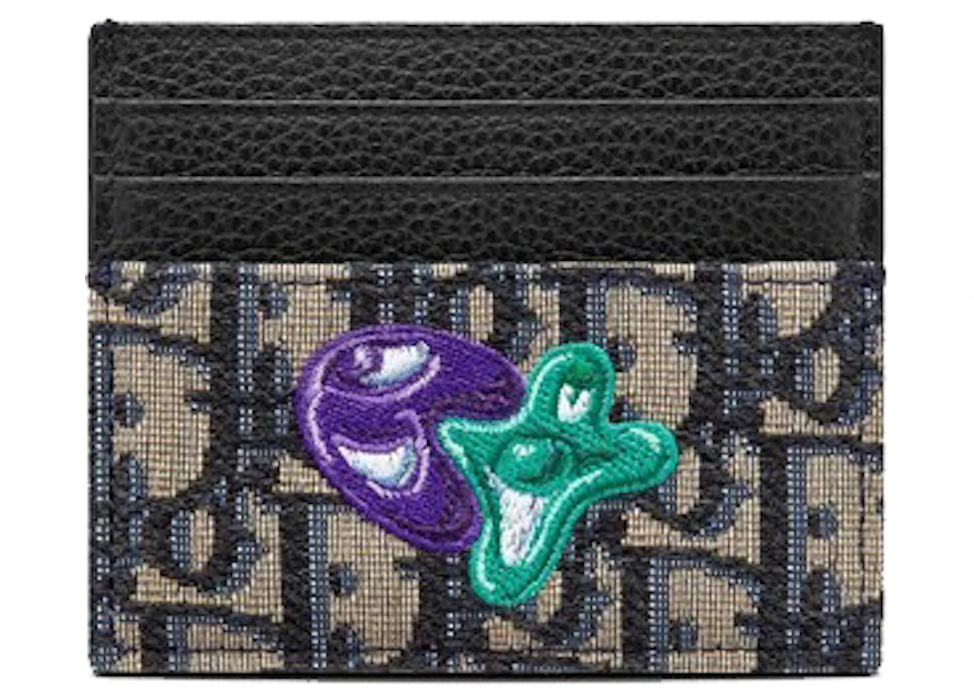 Dior x Kenny Scharf Card Holder Oblique Jacquard Beige/Black