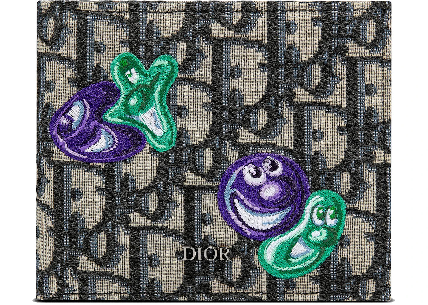 Dior x Kenny Scharf Wallet Oblique Jacquard Beige/Black