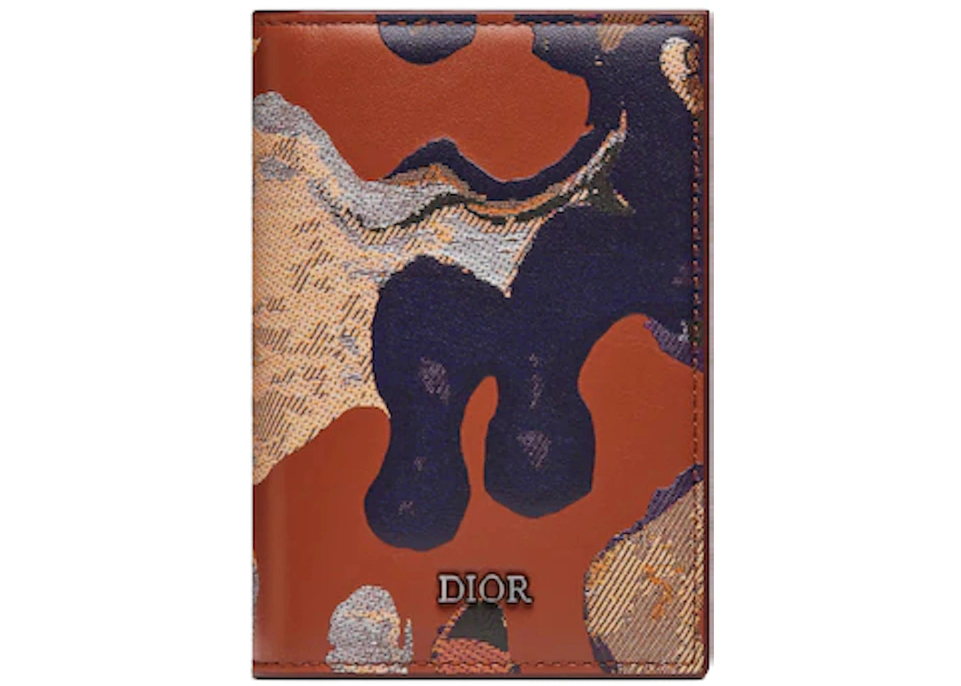 Dior x Peter Doig Bi-Fold Card Holder Cognac-Colored Camouflage