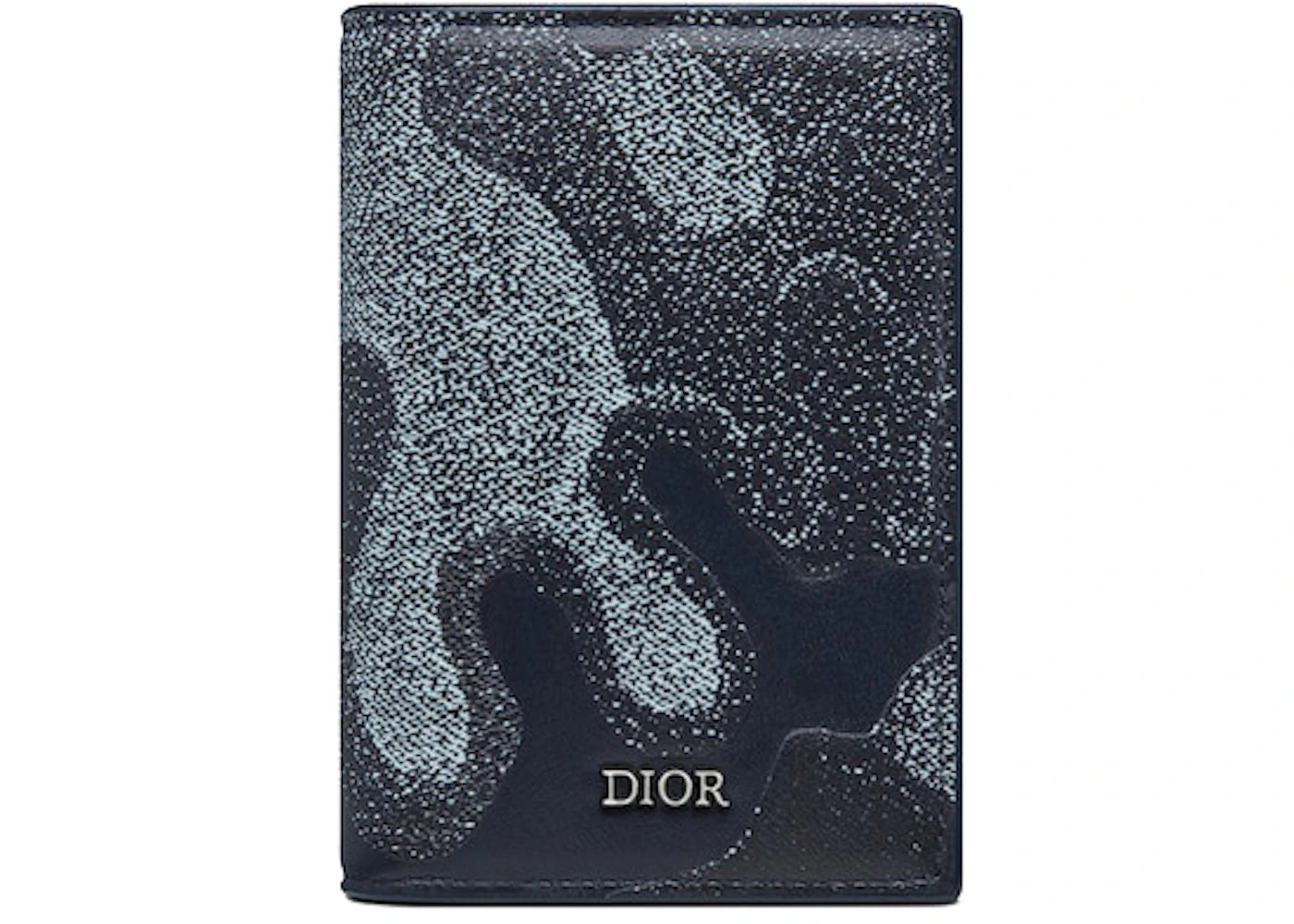 Dior x Peter Doig Bi-fold Card Holder Blue Denim Camouflage