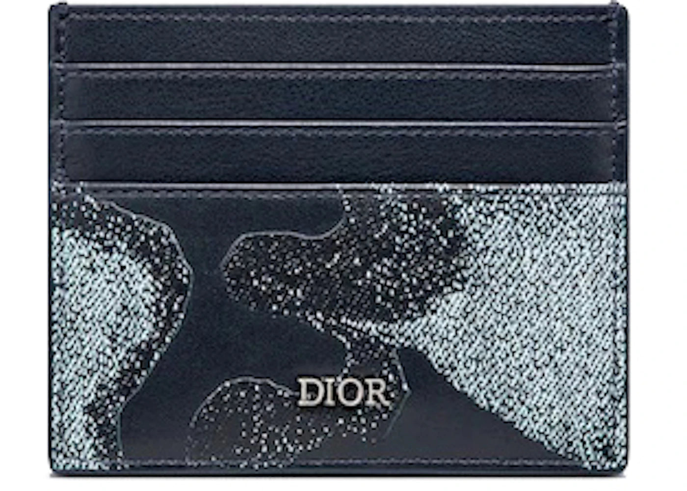 Dior x Peter Doig Card Holder Blue Denim Camouflage