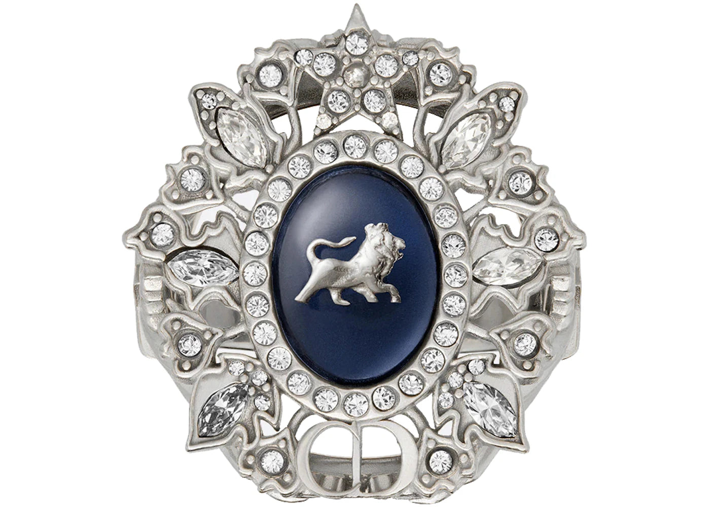 Dior x Peter Doig Signet Ring Blue Glass Pearl Silver/Blue