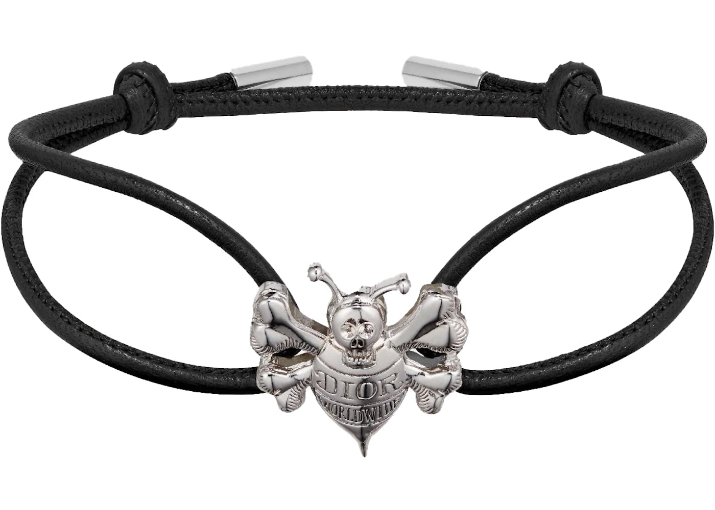 Dior And Shawn Cord Bracelet Black Calfskin