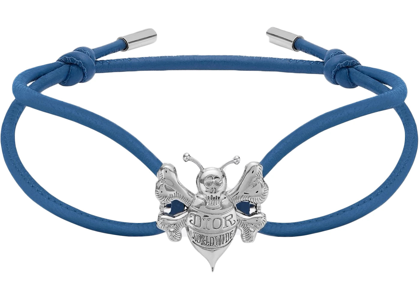 Dior And Shawn Cord Bracelet Blue Calfskin