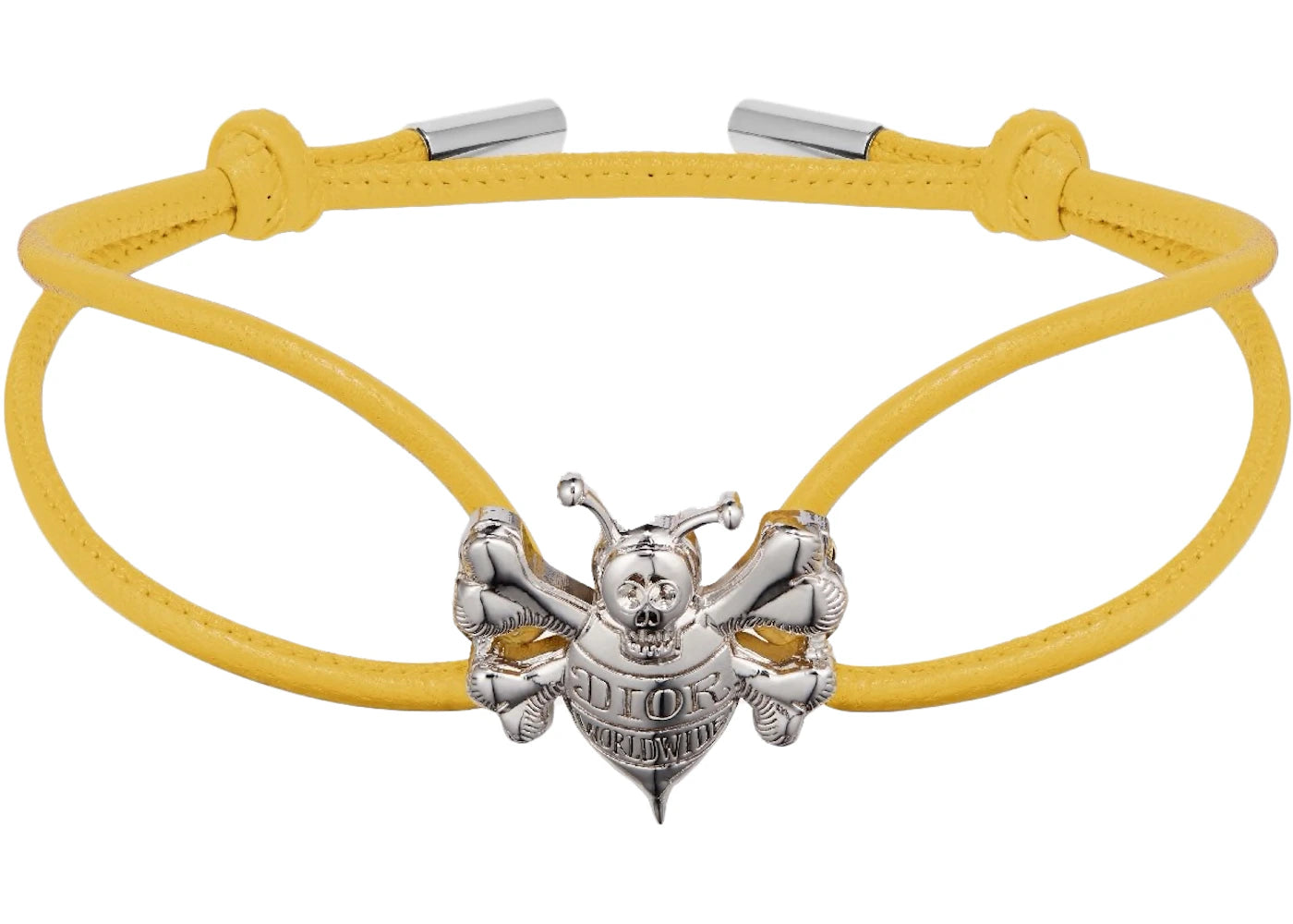 Dior And Shawn Cord Bracelet Yellow Calfskin