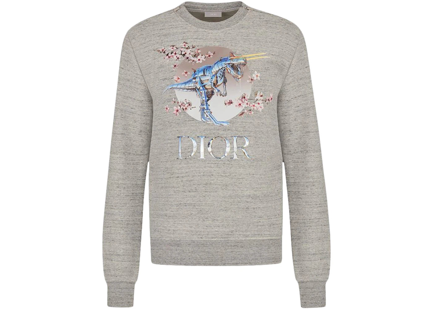 Dior x Sorayama Tyrannosaurus Rex Cherry Blossom Crewneck Sweatshirt Gray