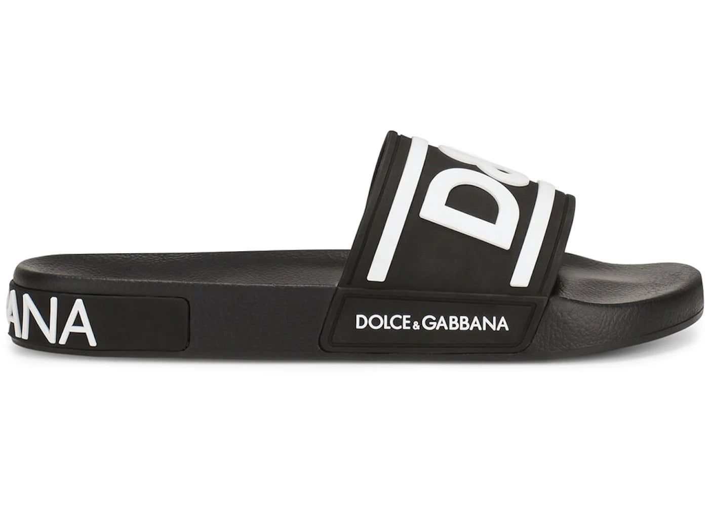 Dolce & Gabbana Beachwear Sliders Double DG Logo Black White