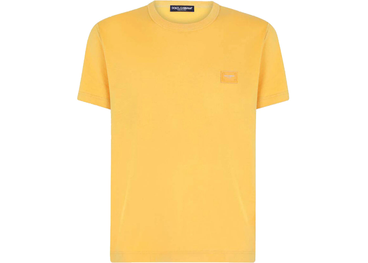 Dolce & Gabbana Cotton Branded Plate V-Neck T-shirt Beige