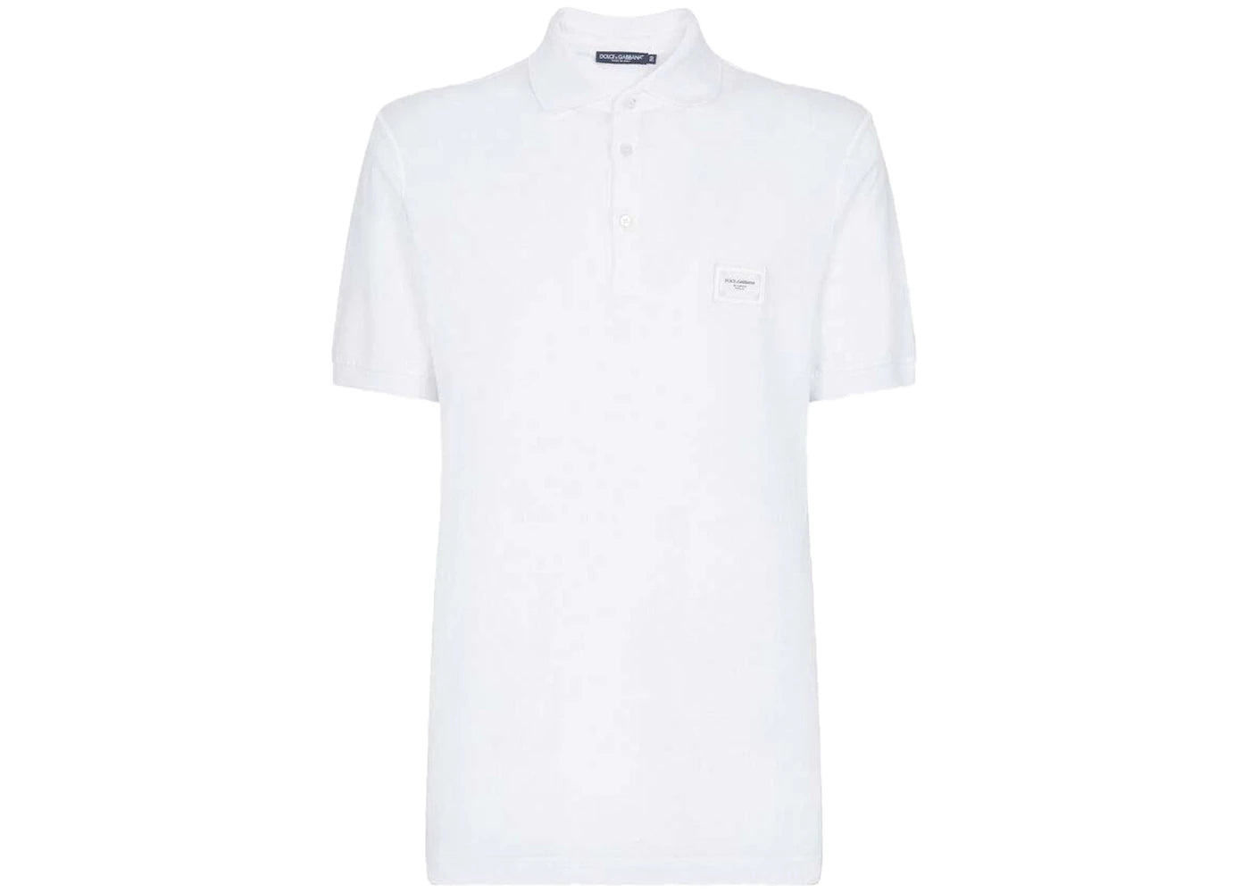 Dolce & Gabbana Cotton Pique Branded Plate Polo Shirt White
