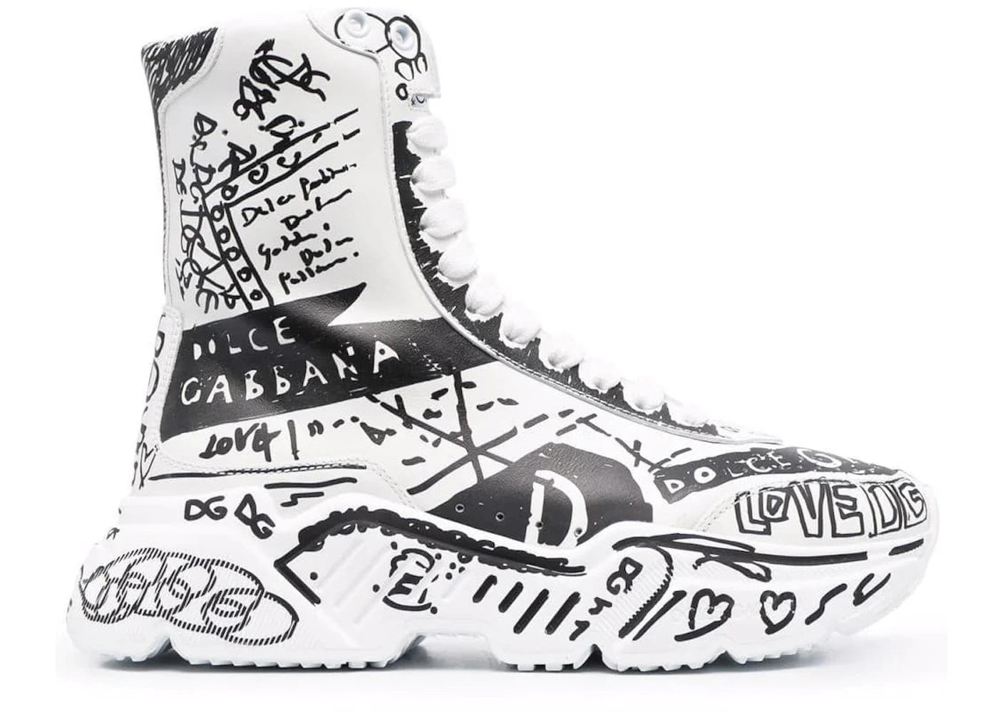 Dolce & Gabbana Daymaster Mid Top White Black Graffiti (Women's)