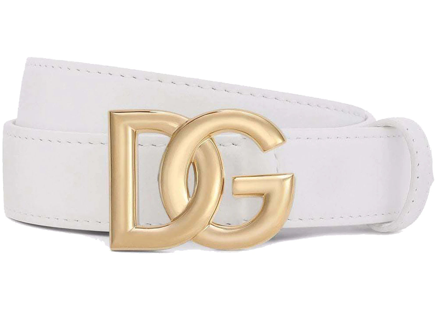 Dolce & Gabbana DG Logo Buckle Leather Belt White