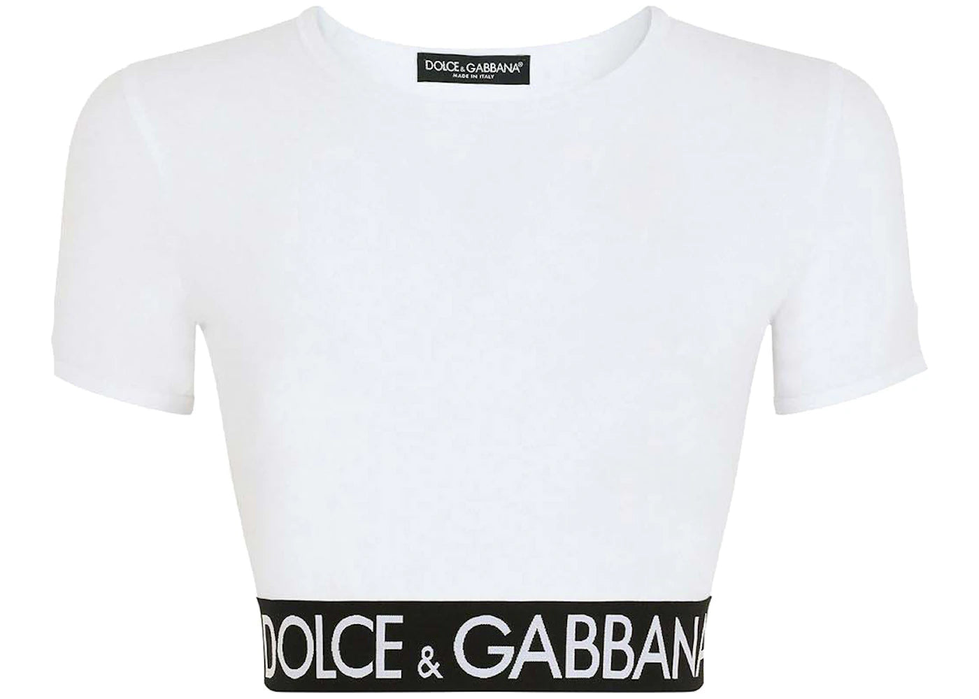 Dolce & Gabbana Logo Waistband Cropped Top White