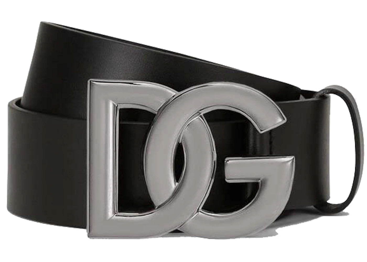 Dolce & Gabbana Lux Leather Crossover DG Logo Buckle Belt Black