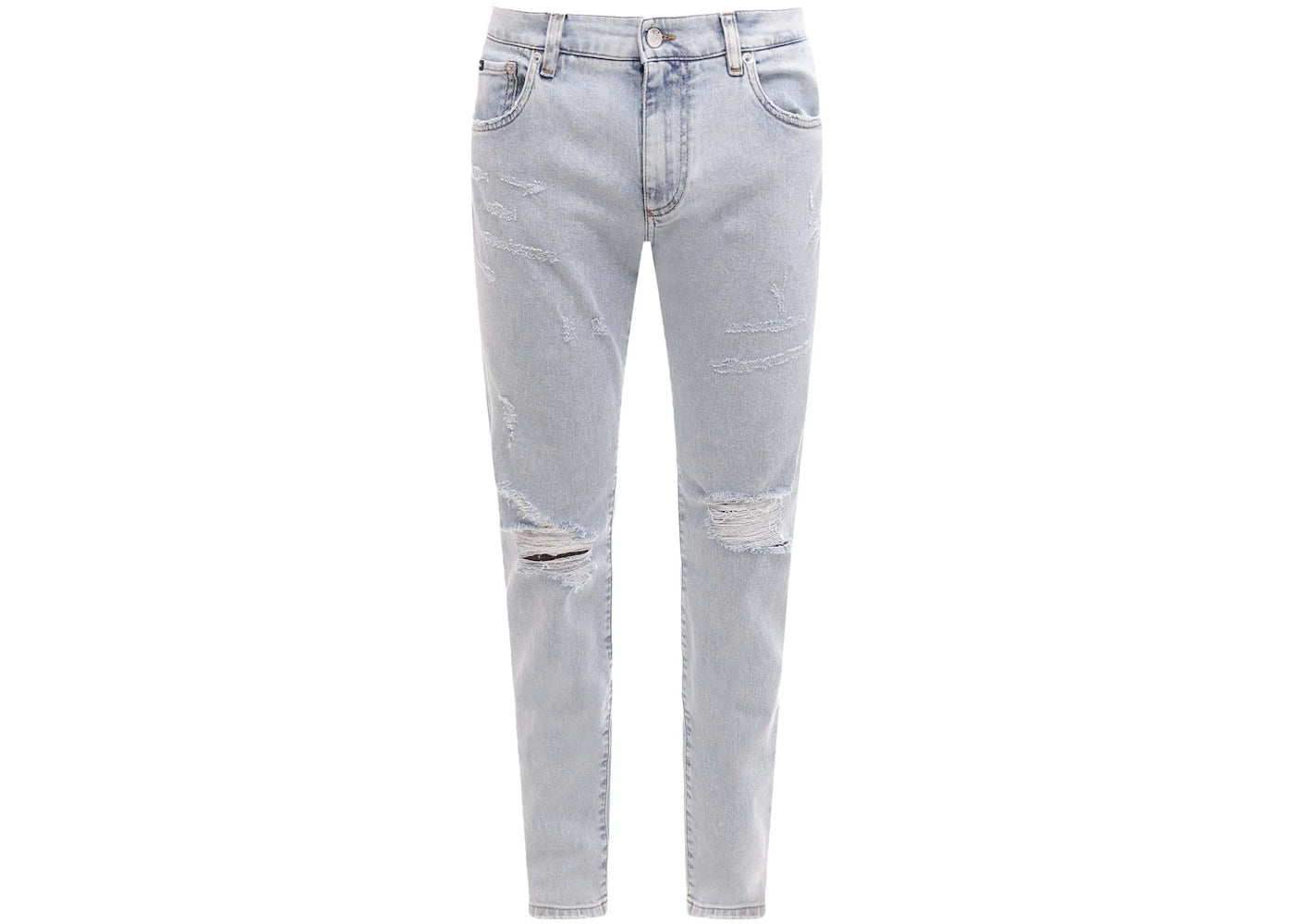 Dolce & Gabbana Man Stretch Cotton Ripped Effect Jeans Blue