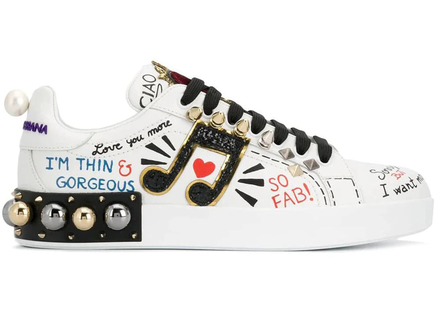 Dolce & Gabbana Portofino Applique White Music Note (Women's)