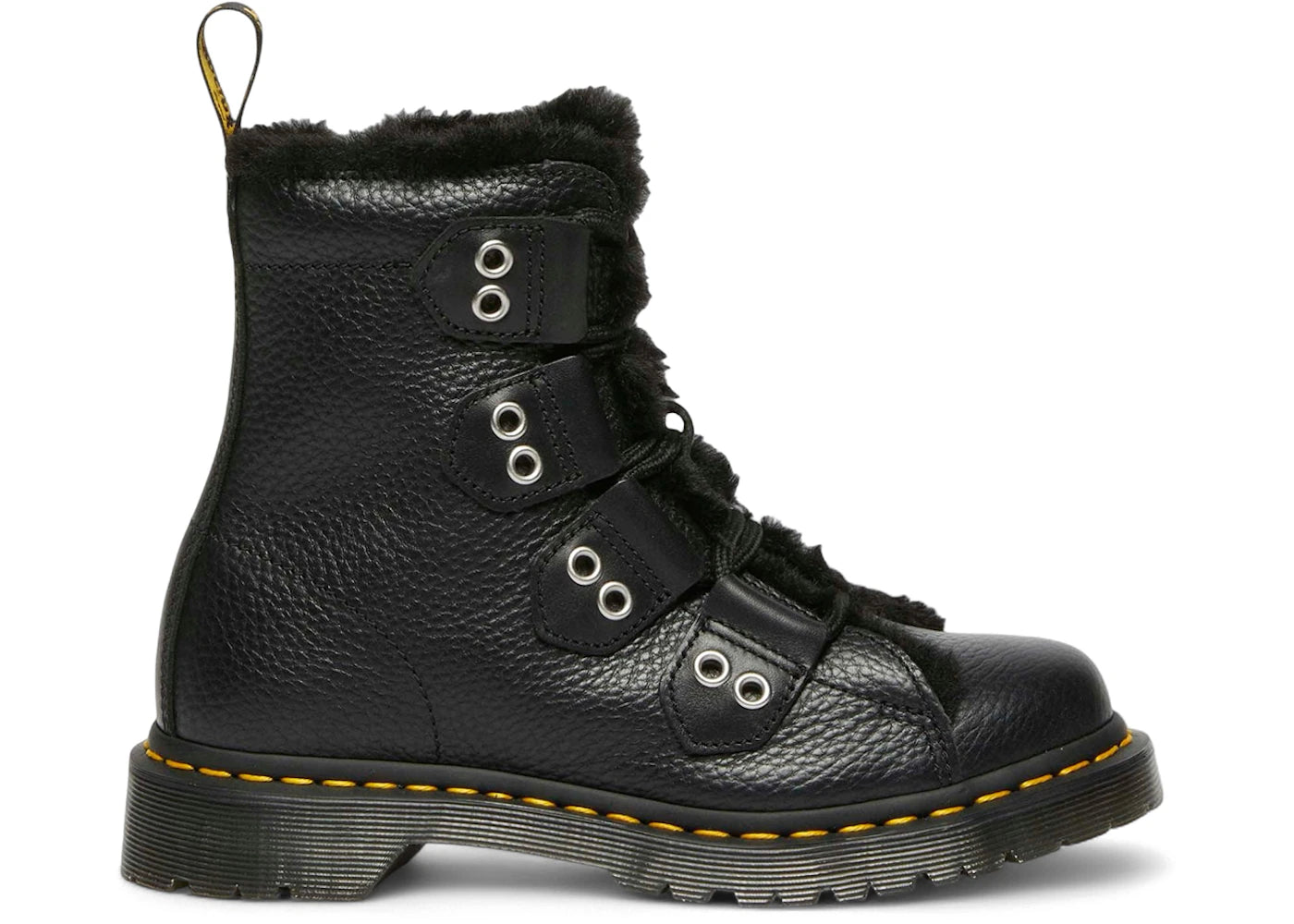 Dr. Martens 1460 Faux Fur Lined Leather Lace Up Boots Black (Women's)