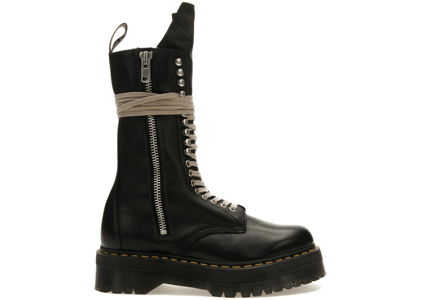 Dr. Martens 1918 Quad Leather Sole Calf Length Boot Rick Owens Black