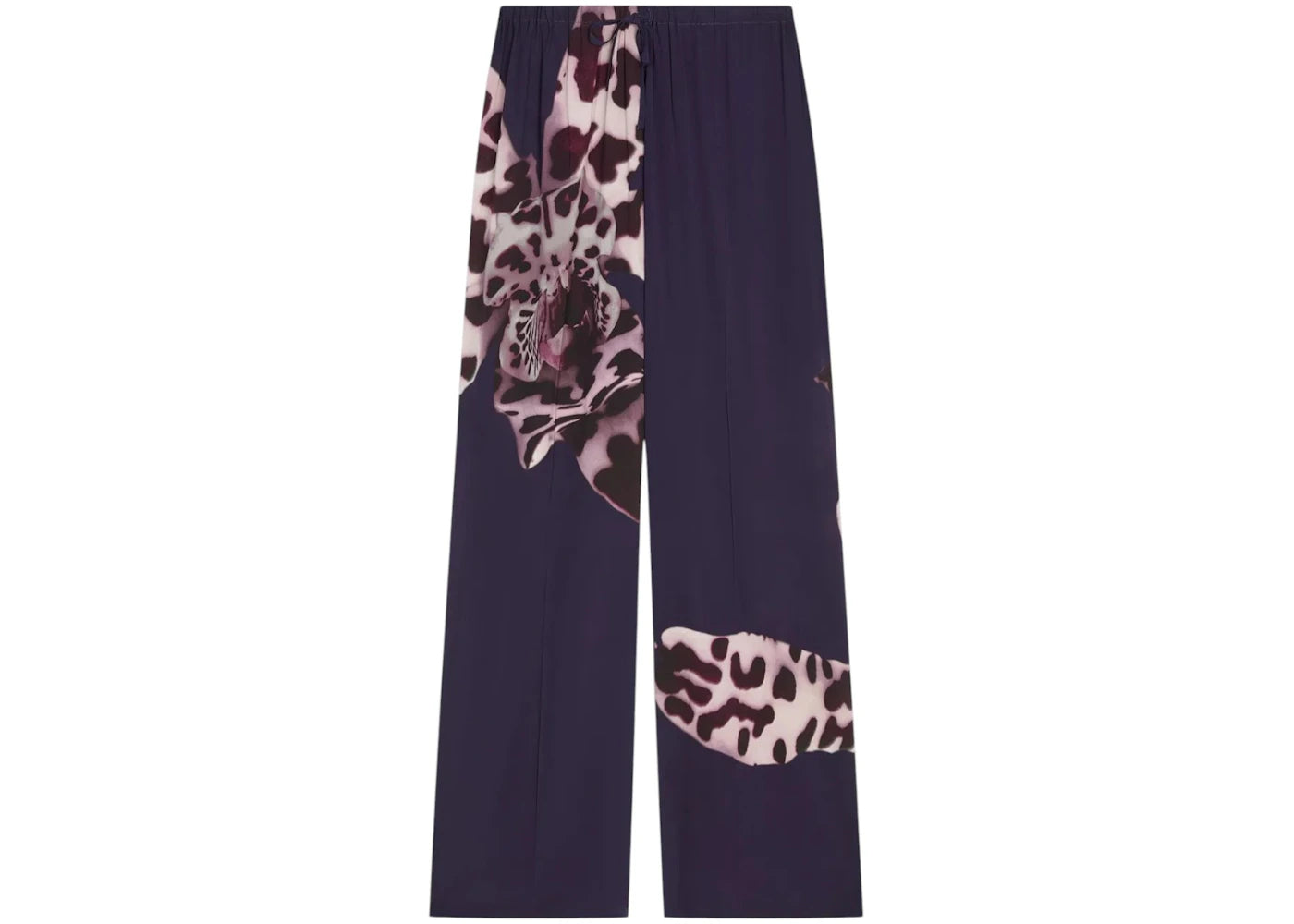 Dries Van Noten Printed Viscose Pants Navy