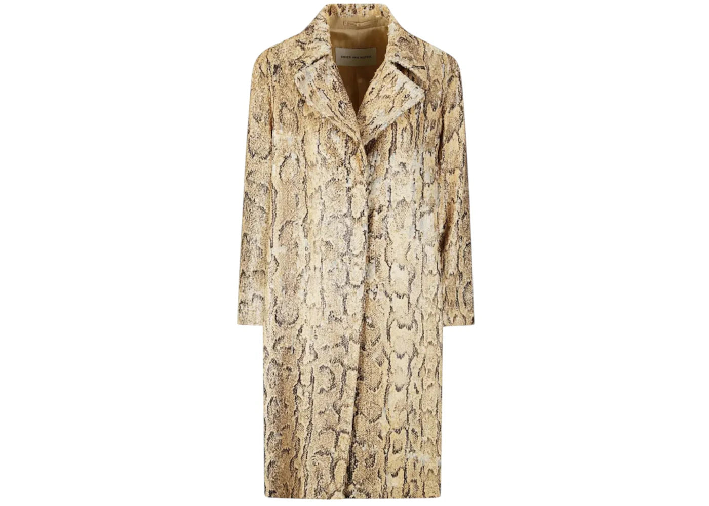 Dries Van Noten Sequin Snakeskin Coat Beige