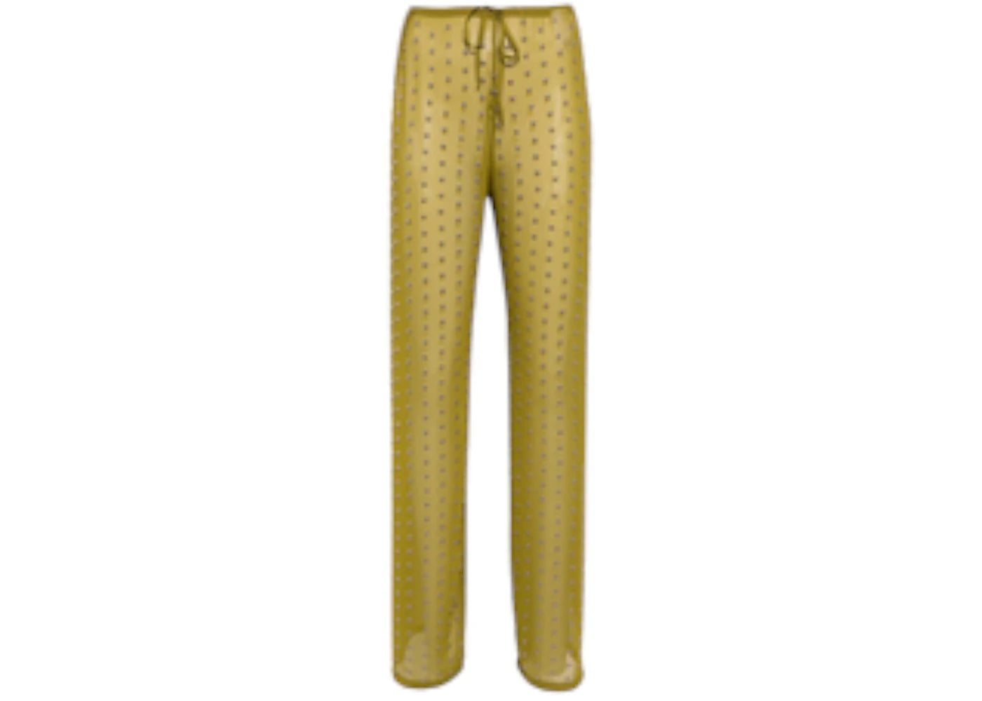 Dries Van Noten Sheer Embellished Drawstring Pants Olive