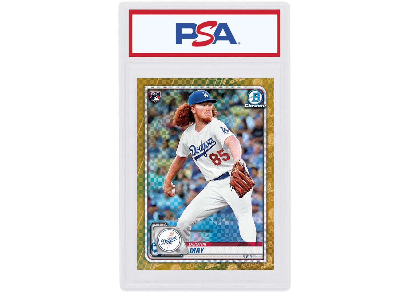 Dustin May 2020 Bowman Chrome X Rookie Gold X-Fractor /3 #96 (PSA or BGS Graded)