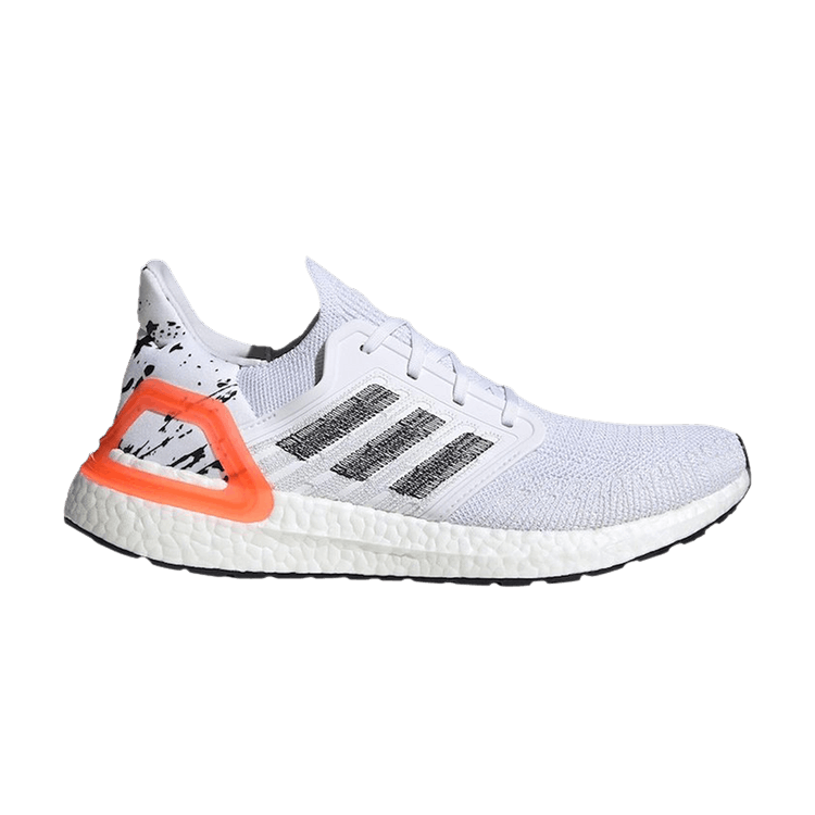 adidas Ultra Boost 20 White Orange Heel Pattern