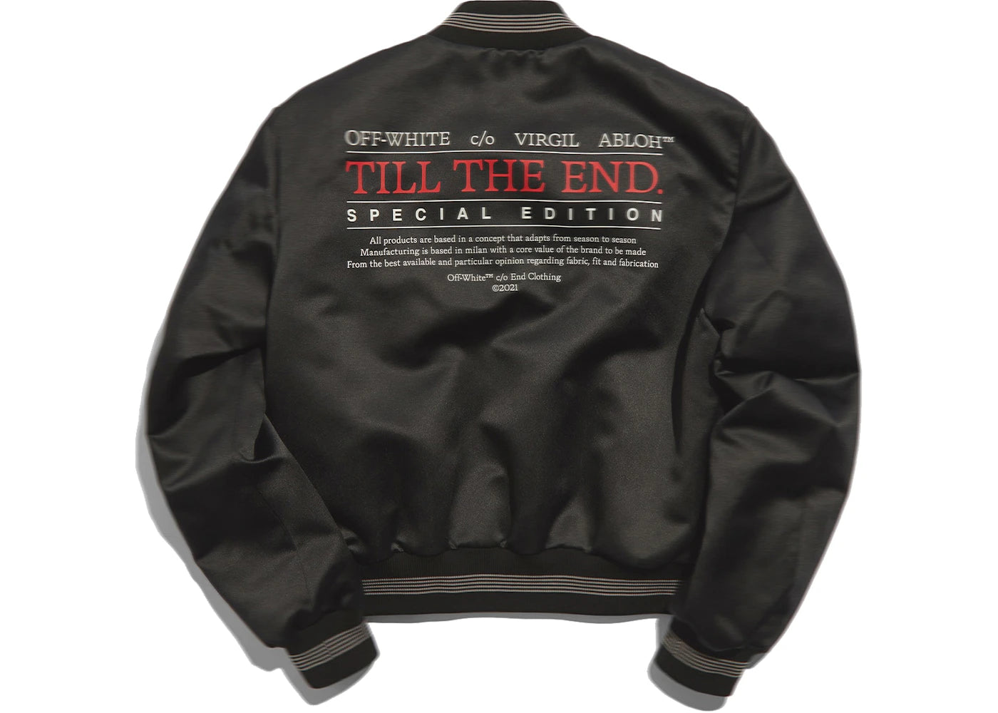 END. x Off-White Till The End Varsity Jacket Black/Red/White