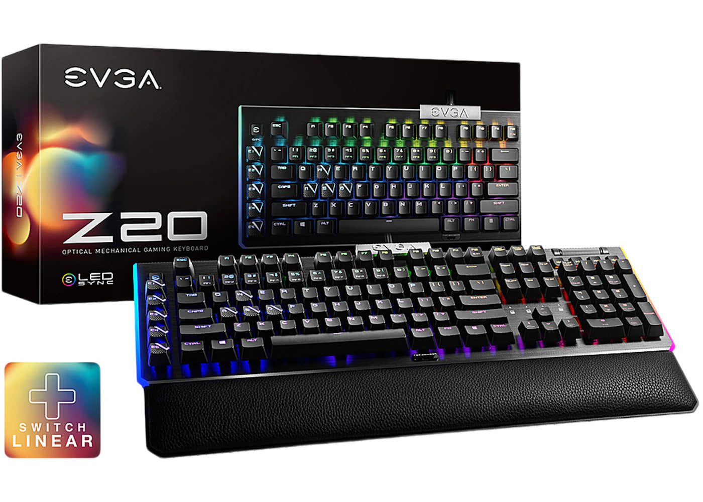 EVGA Z20 Wired RBG Linear Mechanical Gaming Keyboard 811-W1-20US-KR Black