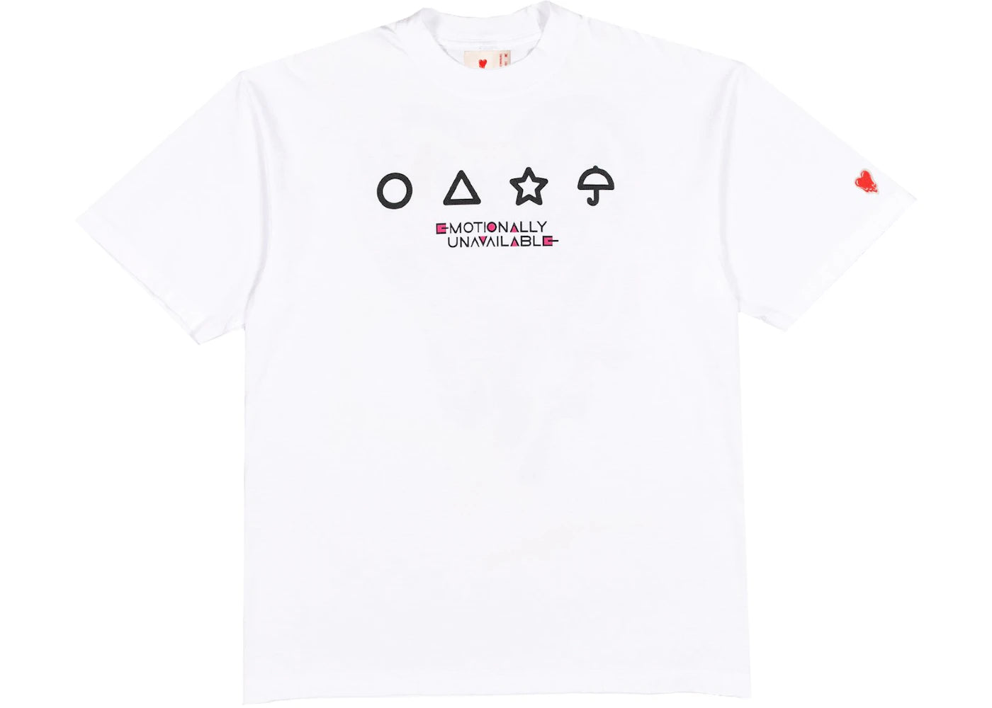 Emotionally Unavailable x Squid Games Heart Logo Symbols T-shirt White