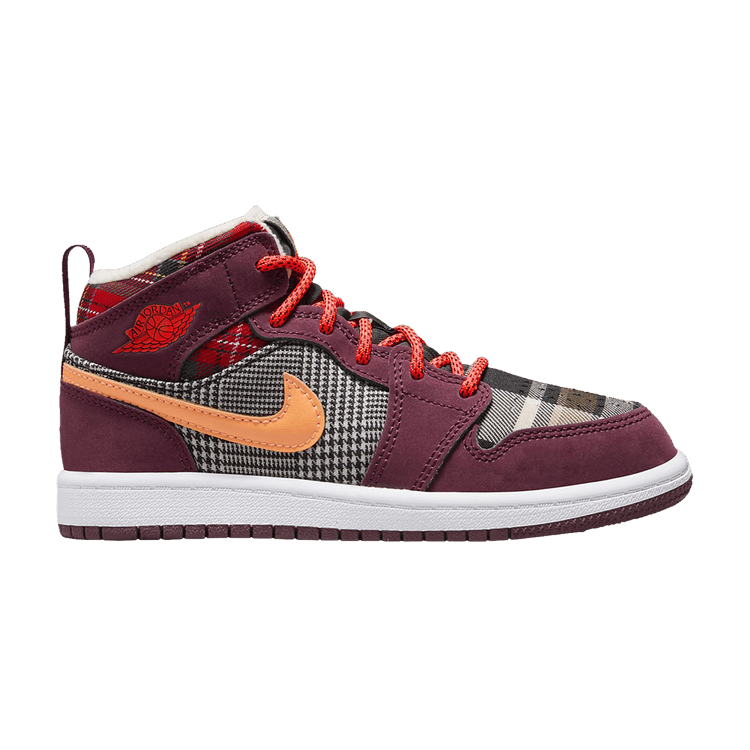 Jordan 1 Mid SE Night Maroon Black White Total Orange (PS)