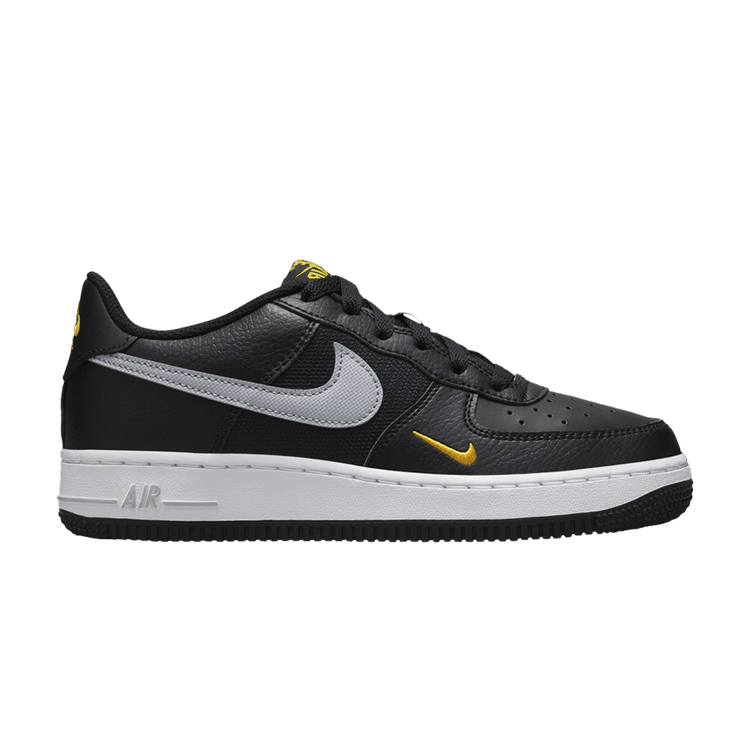 Nike Air Force 1 Low Black Wolf Grey Gold Mini Swoosh (GS)