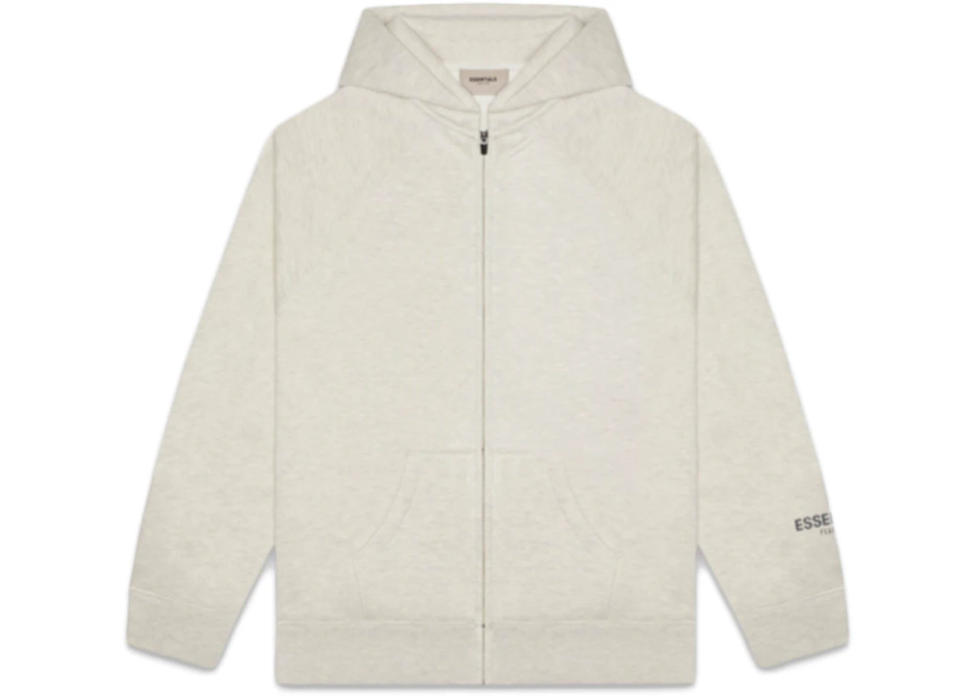 Fear of God Essentials Full Zip Up Hoodie Applique Logo Oatmeal/Oatmeal Heather/Light Heather Oatmeal