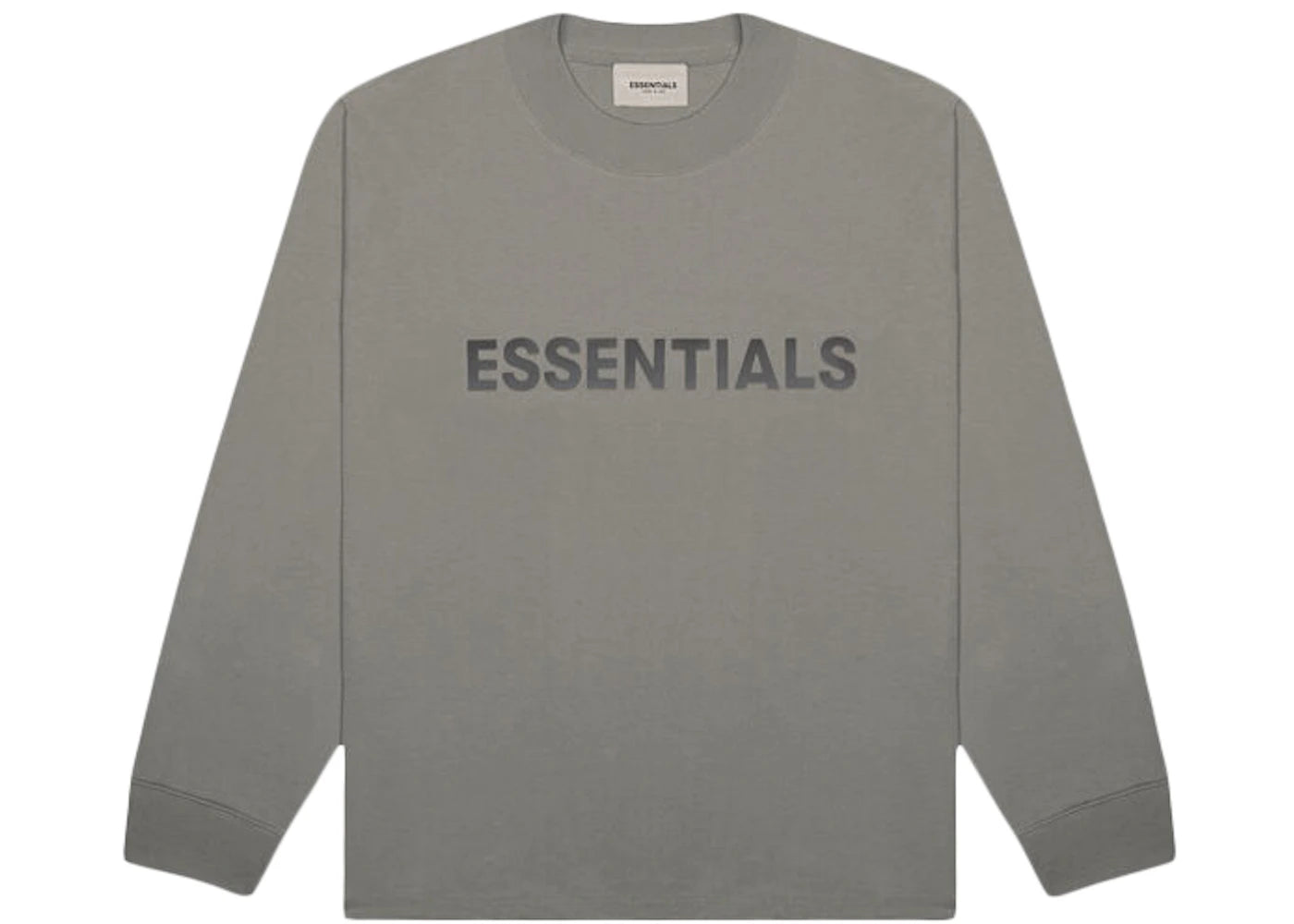 Fear of God Essentials Boxy Long Sleeve T-Shirt Applique Logo Gray Flannel/Charcoal