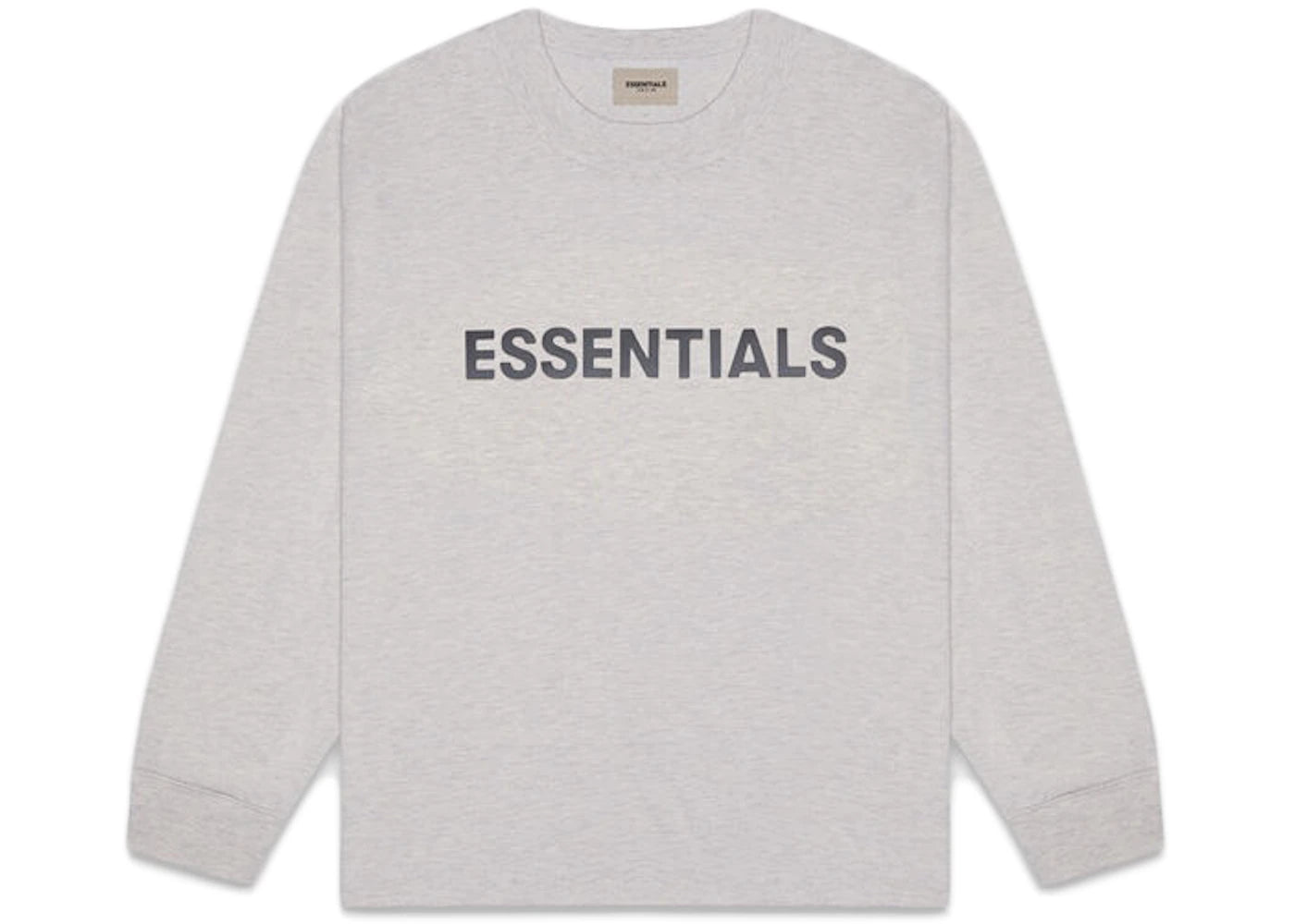 Fear of God Essentials Boxy Long Sleeve T-Shirt Applique Logo Heather Oatmeal